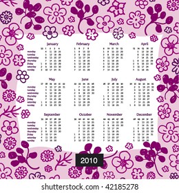 Calendario del año de las flores 2010 en vectores
