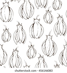 Flowers of Ylang Ylang illustration, vector seamless pattern