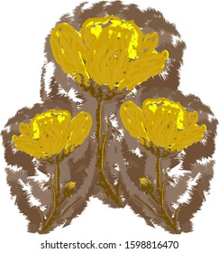 Flowers.Bright design work is done by hand with a brush.For your business.Vector illustration.

