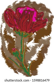 Flowers.Bright design work is done by hand with a brush.For your business.Vector illustration.
