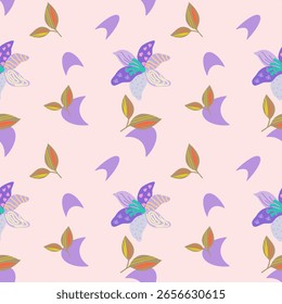 Flower.Seamless nature pattern background.Cute pastel watercolor vintage style for fabric wallpaper artwork illustration vector elements.