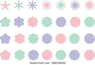 Flower-shaped icon set (soft color)