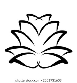 flower-shaped logo in black and white