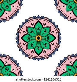 Flower-shaped mandala, black and white pattern. Can be used for greeting card, phone case print, etc. Hand drawn background, vector isolated on white. EPS10
