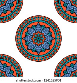 Flower-shaped mandala, black and white pattern. Can be used for greeting card, phone case print, etc. Hand drawn background, vector isolated on white. EPS10
