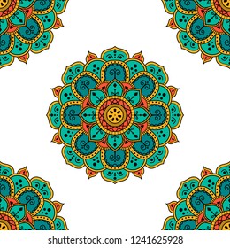 Flower-shaped mandala, black and white pattern. Can be used for greeting card, phone case print, etc. Hand drawn background, vector isolated on white. EPS10
