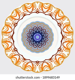 Mandala en forma de flor, patrón de color. Ilustración del vector