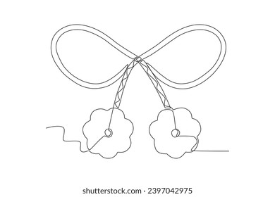 A flower-shaped Martisor. Martisor one-line drawing