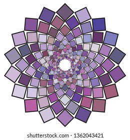 Flower-shaped ornamental work made using various colored squares. For fashion and house interior design. Vector illustration.