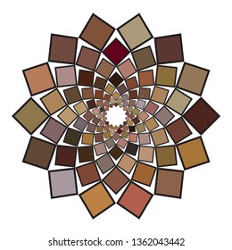 Flower-shaped ornamental work made using various colored squares. For fashion and house interior design. Vector illustration.
