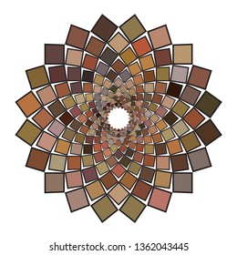 Flower-shaped ornamental work made using various colored squares. For fashion and house interior design. Vector illustration.