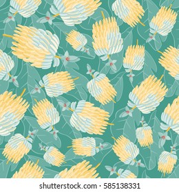 Flowers,leaves and fruit banana. Tropical seamless pattern. Vintage style. Vector illustration.