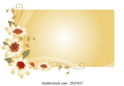 Flowers,leaves and swirls over a soft beige background, vector.