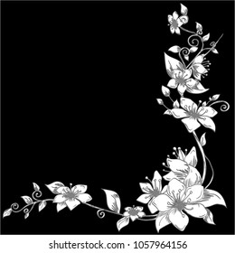 flowers,silhouette and line, vector
