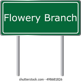 Flowery Branch , Georgia , road sign green vector illustration, road table, USA city