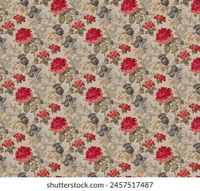 Flowery bright border in cute flowers. Calico millefleurs. Floral seamless background for textile or book covers, manufacturing, wallpapers, print, gift wrap and scrapbooking.