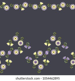 Flowery bright border in small-scale flowers. Calico millefleurs. Floral seamless background for textile or book covers, manufacturing, wallpapers, print, gift wrap and scrapbooking.