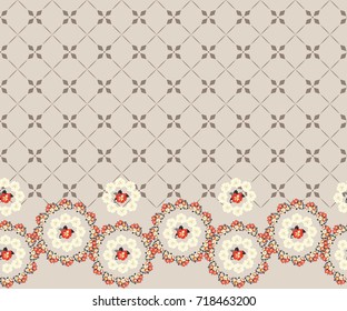 Flowery bright border in small-scale flowers. Calico millefleurs. Floral seamless background for textile, surface, fabric, wallpapers, print, gift wrap and scrapbooking, decoupage.