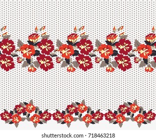 Flowery bright border in small-scale flowers. Calico millefleurs. Floral seamless background for textile, surface, fabric, wallpapers, print, gift wrap and scrapbooking, decoupage.