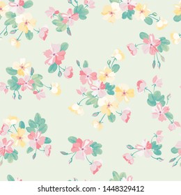 Flowery bright pattern in flowers. Calico millefleurs. Floral seamless background for textile or book covers, manufacturing, wallpapers, print, gift wrap and scrapbooking