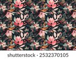 Flowery bright pattern in small-scale flowers