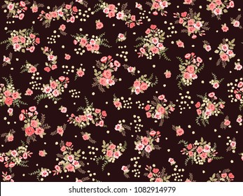 Flowery bright pattern in small-scale flowers. Calico millefleurs. Floral seamless background for textile, surface, fabric, wallpapers, print, gift wrap and scrapbooking, decoupage.