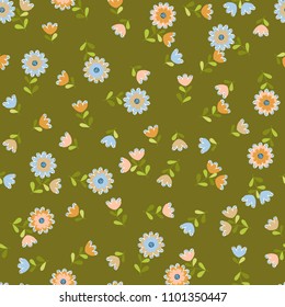 Flowery bright pattern in small-scale flowers. Calico millefleurs. Floral seamless background for textile or book covers, manufacturing, wallpapers, print, gift wrap and scrapbooking.