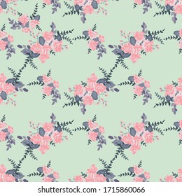 Blumenmuster in kleinen Blumen. Calico Millefleurs. Blumen nahtloser Hintergrund für Textil- oder Buchumschläge, Herstellung, Bildschirmhintergrund, Druck, Geschenkverpackung und Scrapbooking.