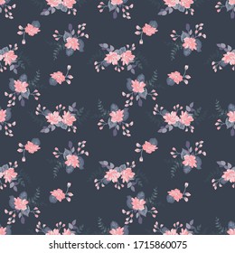 Flores brillantes en flores pequeñas. Calico millefleurs. Fondo floral sin fisuras para cubiertas textiles o de libros, fabricación, papel pintado, papel, envoltura de regalo y chatarra.
