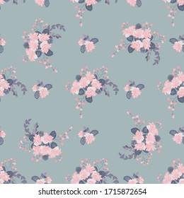Flowery bright pattern in small-scale flowers. Calico millefleurs. Floral seamless background for textile or book covers, manufacturing, wallpapers, print, gift wrap and scrapbooking.