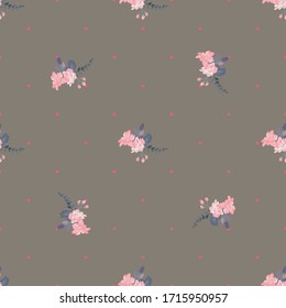 Flowery bright pattern in small-scale flowers. Calico millefleurs. Floral seamless background for textile or book covers, manufacturing, wallpapers, print, gift wrap and scrapbooking.