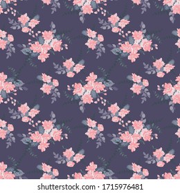 Flores brillantes en flores pequeñas. Calico millefleurs. Fondo floral sin fisuras para cubiertas textiles o de libros, fabricación, papel pintado, papel, envoltura de regalo y chatarra.