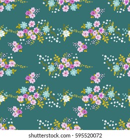 Flowery bright pattern in small-scale flowers. Calico millefleurs. Floral seamless background for textile, surface, fabric, wallpapers, print, gift wrap and scrapbooking, decoupage.
