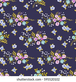 Flowery bright pattern in small-scale flowers. Calico millefleurs. Floral seamless background for textile, surface, fabric, wallpapers, print, gift wrap and scrapbooking, decoupage.