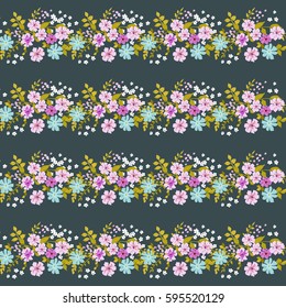 Flowery bright pattern in small-scale flowers. Calico millefleurs. Floral seamless background for textile, surface, fabric, wallpapers, print, gift wrap and scrapbooking, decoupage.
