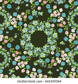 Flowery bright pattern in small-scale flowers. Calico millefleurs. Floral seamless background for textile or book covers, manufacturing, wallpapers, print, gift wrap and scrapbooking.