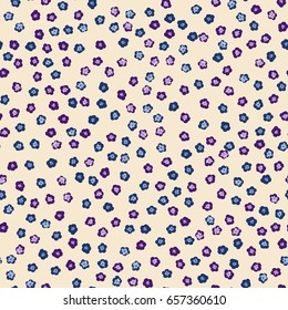 Flowery bright pattern in small-scale flowers. Folk millefleurs. Floral seamless background for textile, surface, fabric, wallpapers, print, gift wrap and scrapbooking, decoupage.