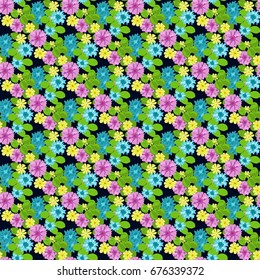 Flowery bright pattern in small-scale flowers. Calico millefleurs. Floral seamless background for textile or book covers, manufacturing, wallpapers, print, gift wrap and scrapbooking.