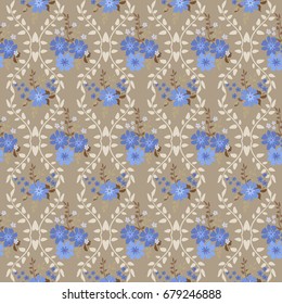Flowery bright pattern in small-scale flowers. Calico millefleurs. Floral seamless background for textile, surface, fabric, wallpapers, print, gift wrap and scrapbooking, decoupage.