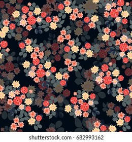 Flowery bright pattern in small-scale flowers. Calico millefleurs. Floral seamless background for textile, surface, fabric, wallpapers, print, gift wrap and scrapbooking, decoupage.