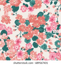 Flowery bright pattern in small-scale flowers. Calico millefleurs. Floral seamless background for textile, surface, fabric, wallpapers, print, gift wrap and scrapbooking, decoupage. Trendy colors 2018