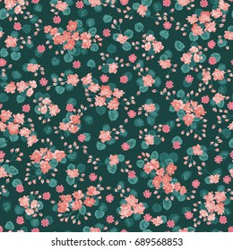 Flowery bright pattern in small-scale flowers. Calico millefleurs. Floral seamless background for textile, surface, fabric, wallpapers, print, gift wrap and scrapbooking, decoupage.