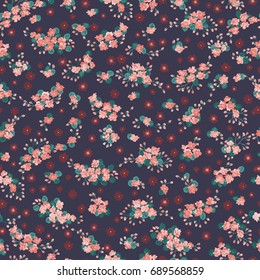 Flowery bright pattern in small-scale flowers. Calico millefleurs. Floral seamless background for textile, surface, fabric, wallpapers, print, gift wrap and scrapbooking, decoupage.