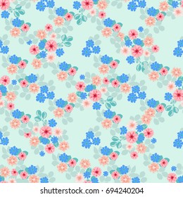 Flowery bright pattern in small-scale flowers. Calico millefleurs. Floral seamless background for textile, surface, fabric, wallpapers, print, gift wrap and scrapbooking, decoupage.