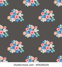 Flowery bright pattern in small-scale flowers. Calico millefleurs. Floral seamless background for textile, surface, fabric, wallpapers, print, gift wrap and scrapbooking, decoupage.