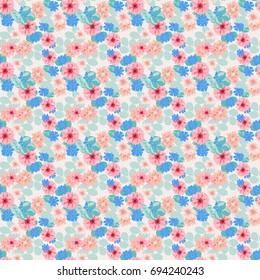 Flowery bright pattern in small-scale flowers. Calico millefleurs. Floral seamless background for textile, surface, fabric, wallpapers, print, gift wrap and scrapbooking, decoupage.