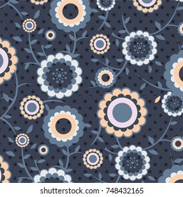 Flowery bright pattern in small-scale red and blue flowers. Liberty style. Floral background for textile, book covers, manufacturing, wallpapers, print, gift wrap 