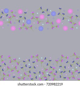 Flowery cornflower on a dark background. Floral seamless background for textile, book covers, manufacturing, print, fabric.