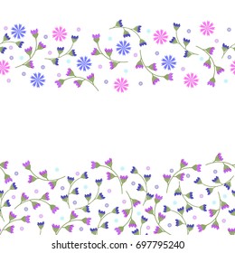 Flowery cornflower on a white background. Floral seamless background for textile, book covers, manufacturing, print, fabric.