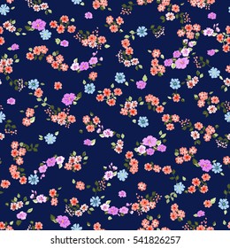 Flowery cute pattern in small-scale flowers. Liberty style millefleurs. Floral seamless background for textile or book covers, manufacturing, wallpapers, print, gift wrap and scrapbooking.